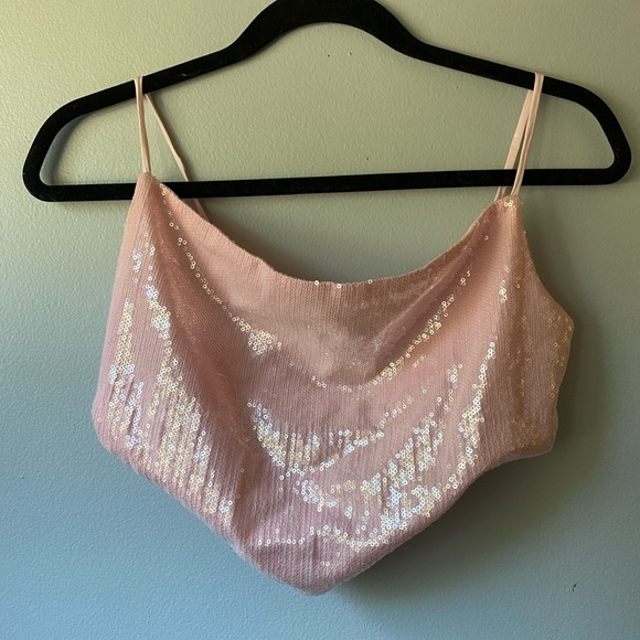 Princess Polly “Simple Touch Top” Pink Sequin - Picture 2 of 5